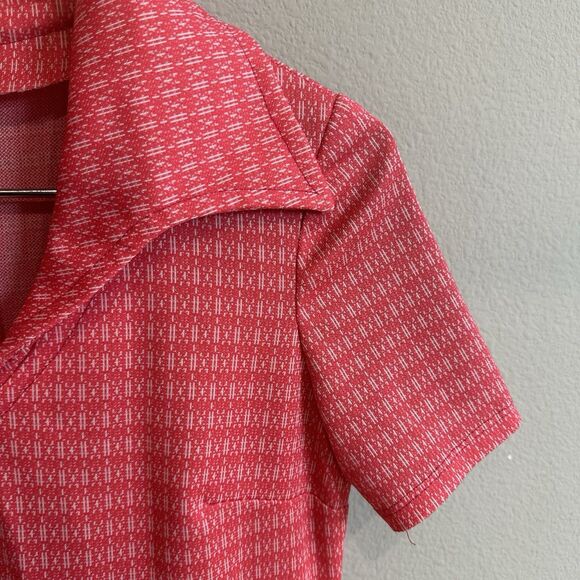 Vtg 60s/70s Handmade Pink Geometric Knit Maxi Dress, Collar, Short Sleeve S/M - Picture 9 of 16
